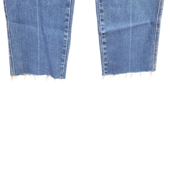 Flying Monkey Blue Boot Cut Jeans Frayed Raw Hem Cropped Ankle High Rise Size 26 - Picture 7 of 16
